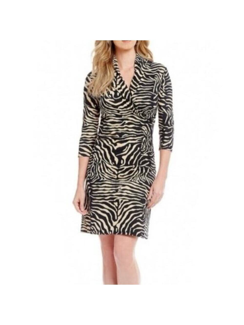 J. McLaughlin EUC Women's Catalina Cloth Faux Wrap Animal Print Dress S